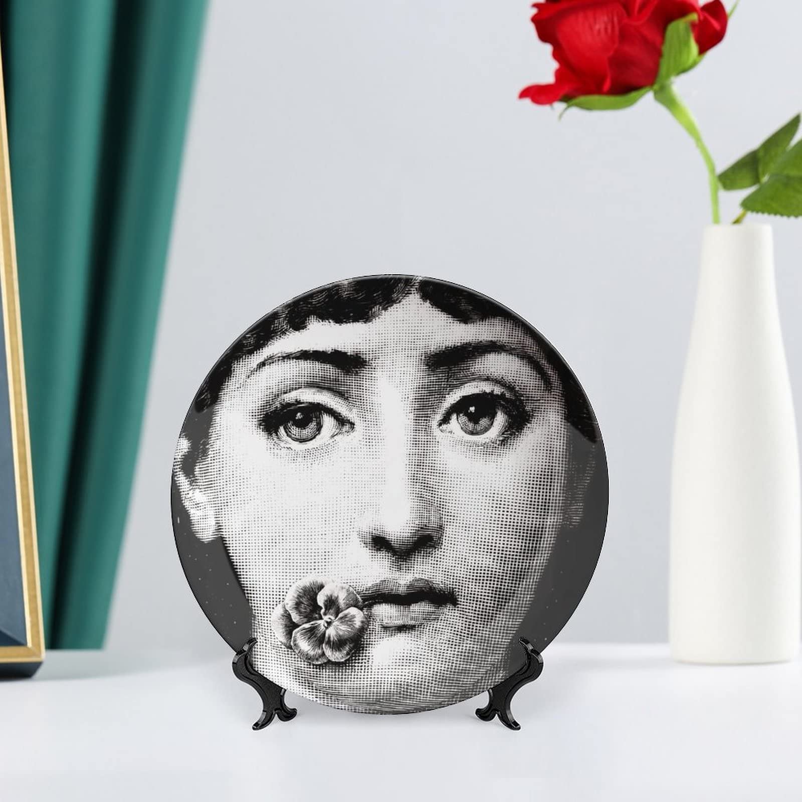 Piatto Decorativo Lina Cavalieri Da Parete - Ceramica, Diametro 15 Cm, Con Staffa E Gancio, Decorazione Elegante - Foto 9