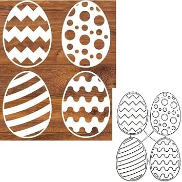4pcs/Set Easter Egg Frame Metal Die Cuts,Easter Eggs Frame Background Wedding Cutting Dies Cut Stencils for DIY Scrapbooking Album Embossing Paper Dies Card Making