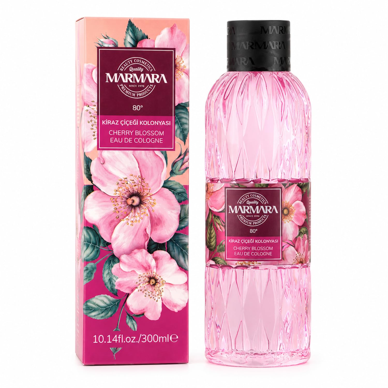 MARMARA BEAUTY Eau de Cologne Fleurs de cerisier 300 ml – Alcool 80° – Parfum rafraîchissant pour femme – Eau parfumée pour femme – Rafraîchit – Fraîcheur & Fleuri – EDC Women – Eau de Cologne