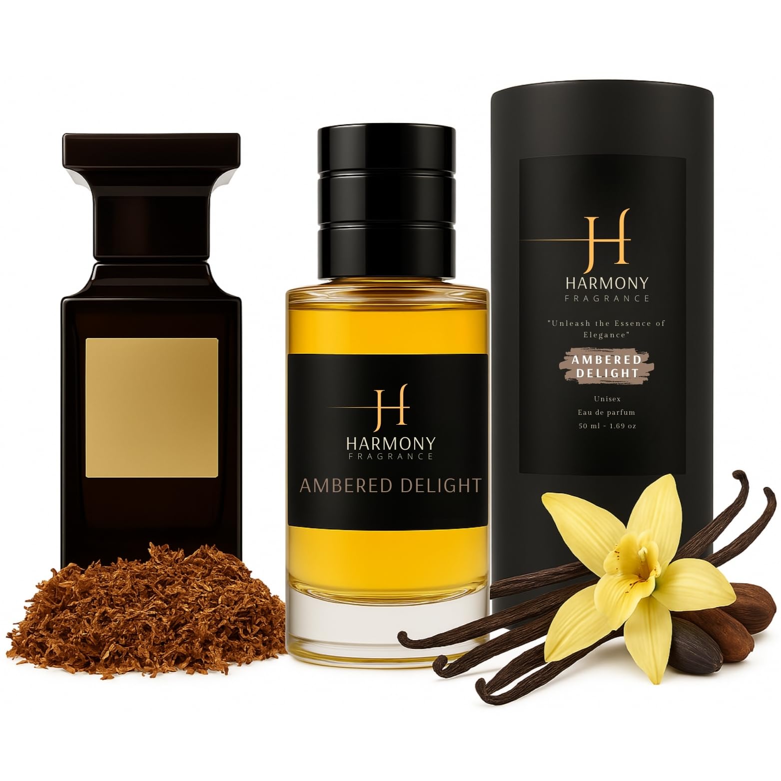Ambered Delight - Harmony Fragrance - Eau de Parfum - Inspired by TF Tobacco Vanilla - Luxury Perfume - For Women Men Unisex - Long Lasting Fragrance - Made In Canada - 1