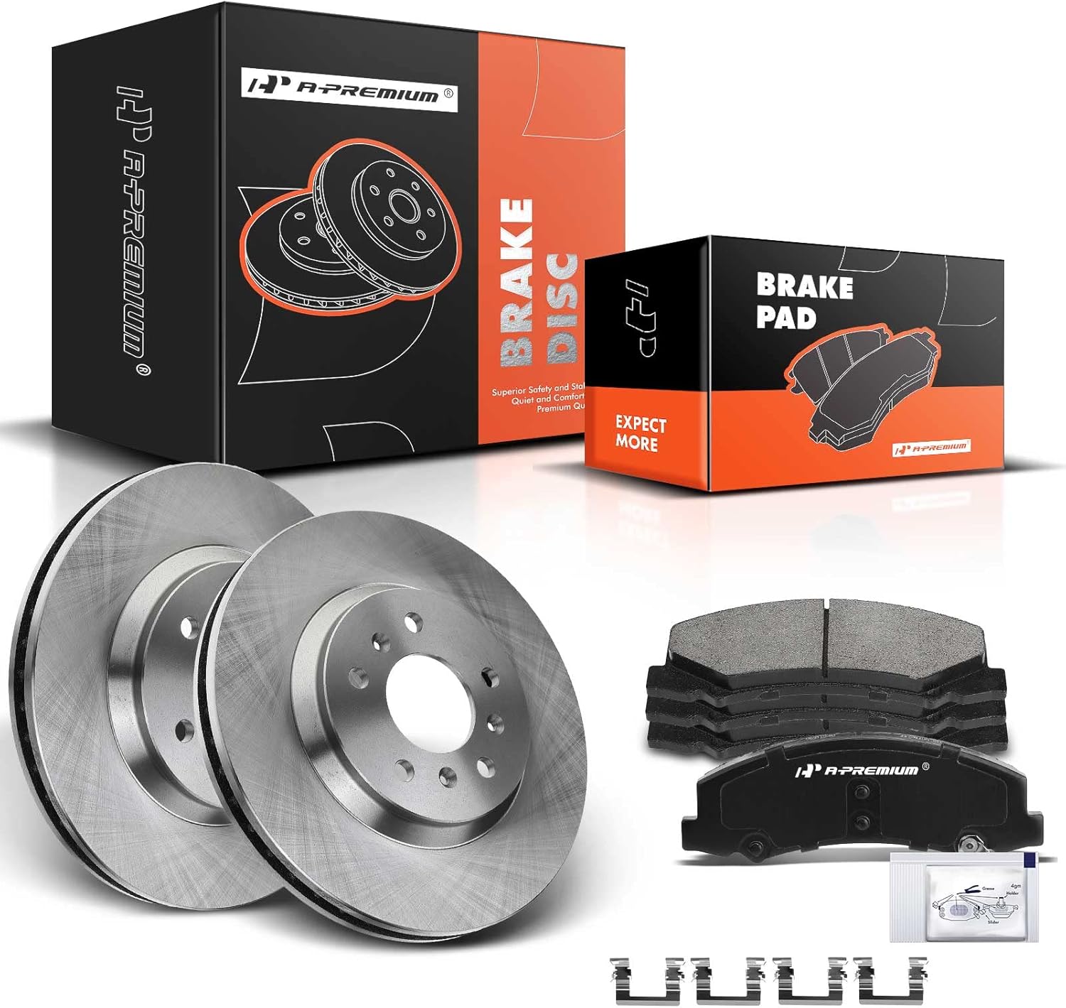 A-Premium 11.93 in (303mm) Front Vented Disc Brake Rotors + Ceramic Pads Kit Compatible with Select Buick and Chevy Models - Lucerne 06-11, Impala 06-13, Impala Limited 14-16, Monte Carlo 06-07, 6-PC