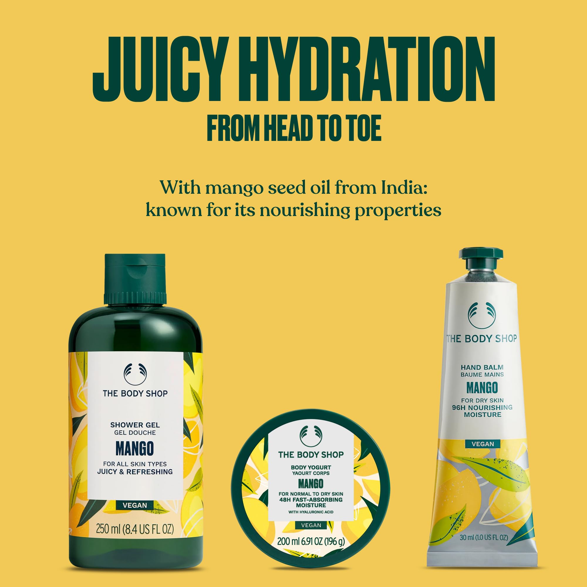 The Body Shop Mango Essentials Pflegendes Hautpflege-Geschenkset, Duschgel, Körperjoghurt, Handbalsam, vegan