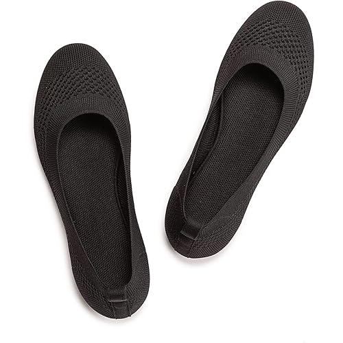 Frank Mully Women’s Ballet Flat Shoes Knit Dress Shoes Round Toe Slip On Ballerina Flats for Woman Low Wedge Comfort Soft