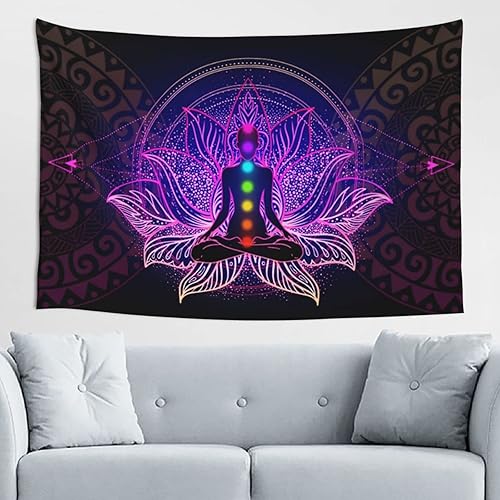 Tapiz de siete chakras, diseño de mandala, colorido tapiz bohemio para yoga, meditación, tapiz colgante de pared para dormitorio, decoración del