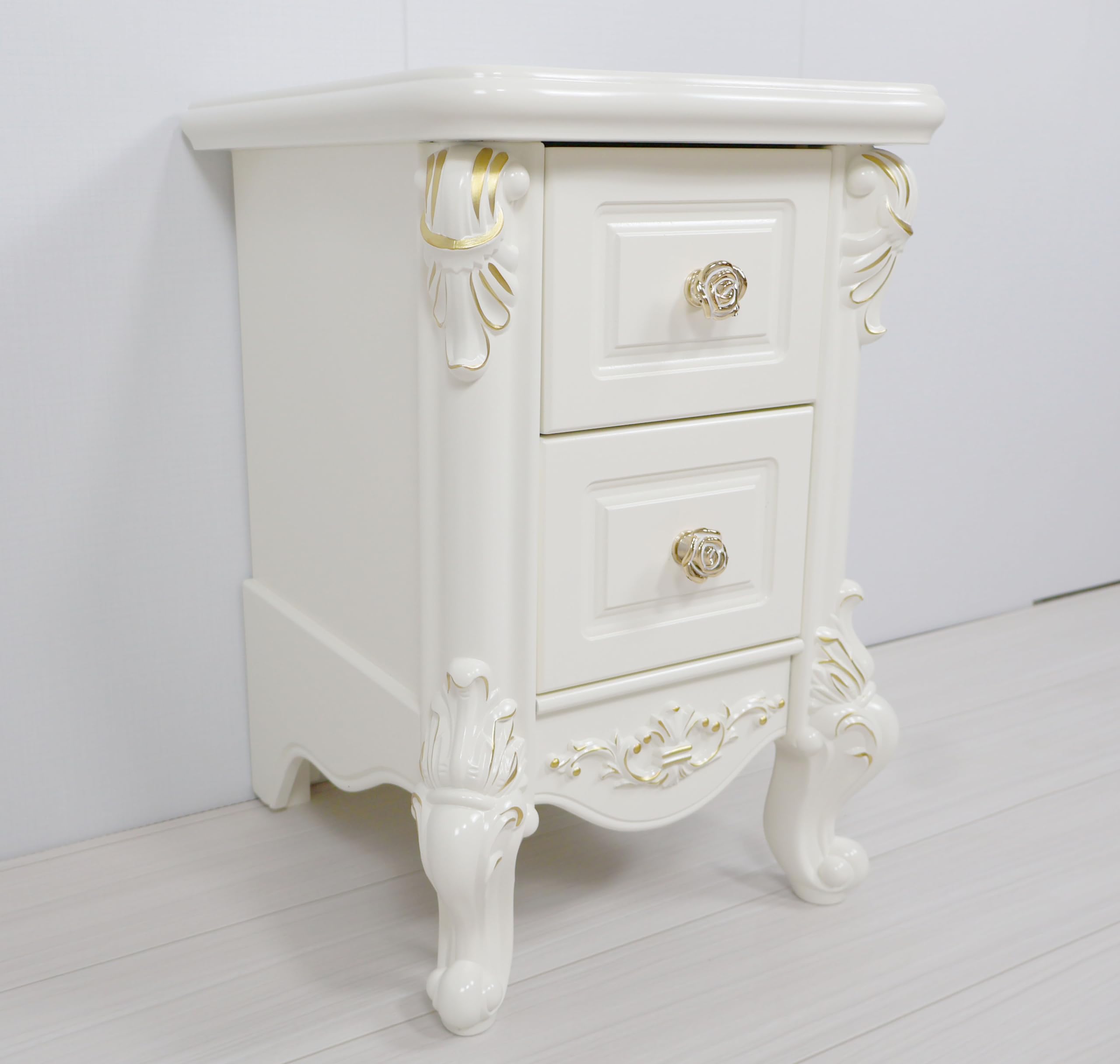 ロココ調♡姫系 バラ柄ドレッサー 収納多め 椅子付き