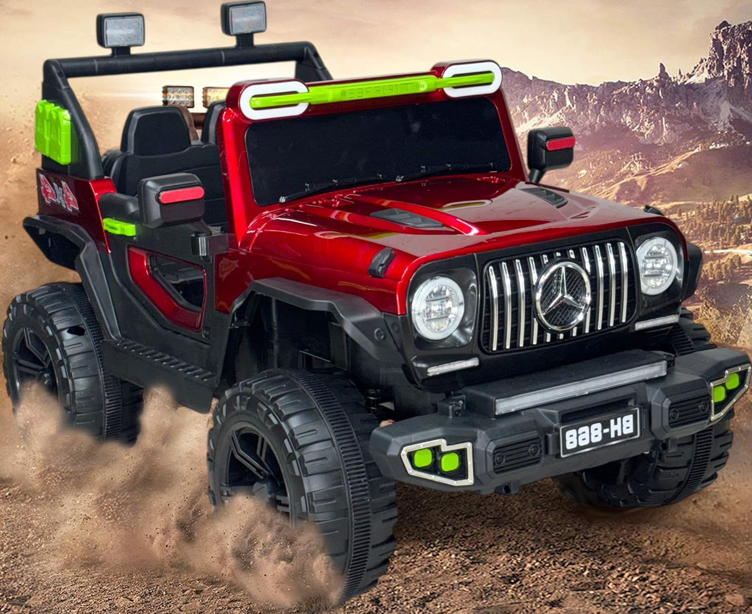 Toyify Battery Operated Jeep for Kids 1 to 8 Years 4x4 | Ride on Toy Electric Kid Car with Light, Music Player | Remote Control, Manual Steering | Electric Jeep Battery Cars | Baby Big Car (Benz-Red) - Image 2 thumbnail