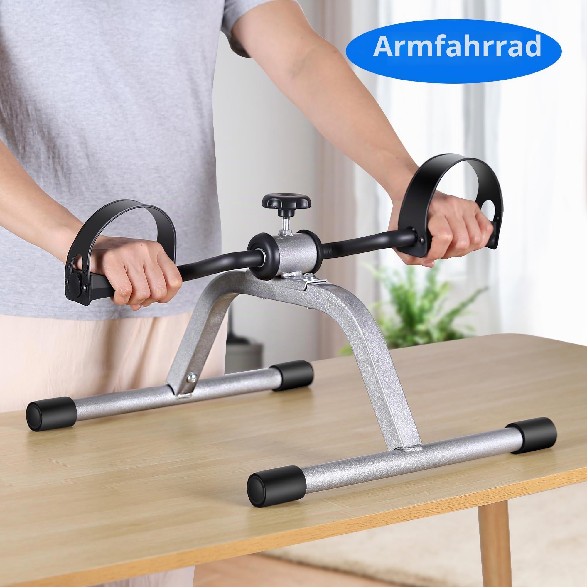 RYGEO Pedaltrainer unter dem Schreibtisch, Fahrrad, Mini-Fußtrainer, Verstellbarer Widerstand, leise, für Zuhause, Fitness, Fitnessstudio, Workout, Beine, Arme