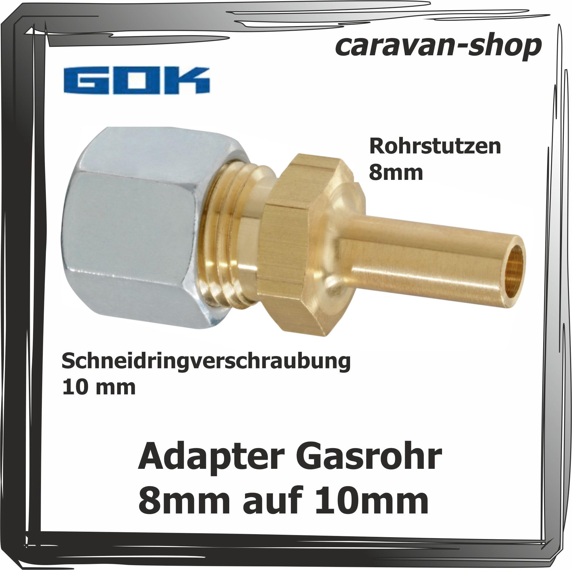 Druckminderer für Caravan Wohnmobil 30 mbar + Schlauch 40 cm, 10 mm Anschluss Gasrohr 10 mm