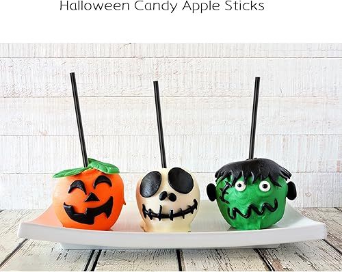 Miniatura 5 de 30 palitos acrílicos de manzana de caramelo, varillas acrílicas puntiagudas negras de 6 pulgadas para Halloween, palitos de manzana de caramelo,