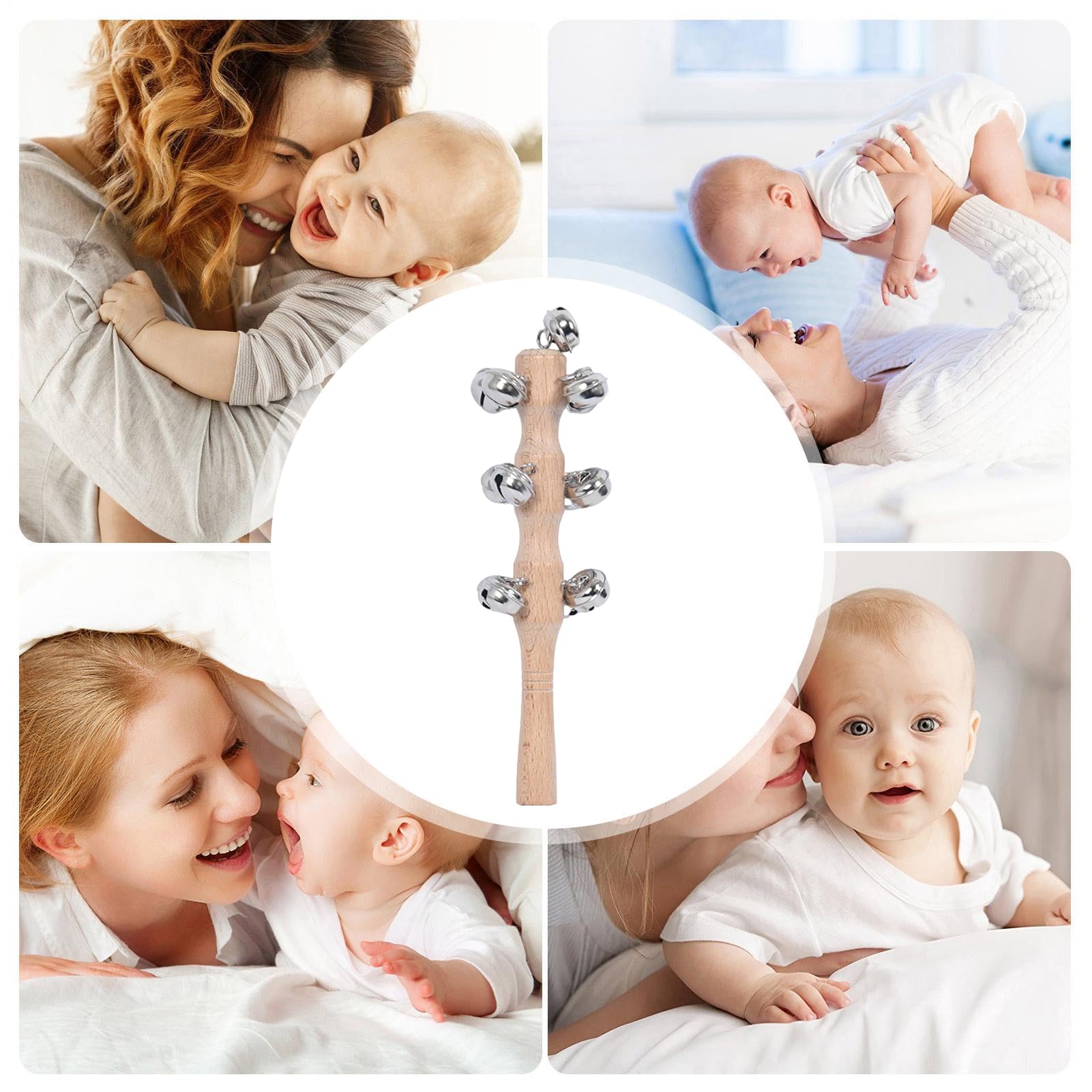 Jingle Stick, hölzerne Jingle Handglocken - Percussion Rassle Musical Shaker Toy - Bells bleiben mit Holzgriff für Tanzkonzerte Bühnenbildgeburtstag