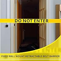 Vista 3 de Landical 2 Piezas Barrera Retráctil de Correa de 16 pies para Montaje en Pared con Señal de No Entrar Cuerda de Barrera de Cinturón de Seguridad