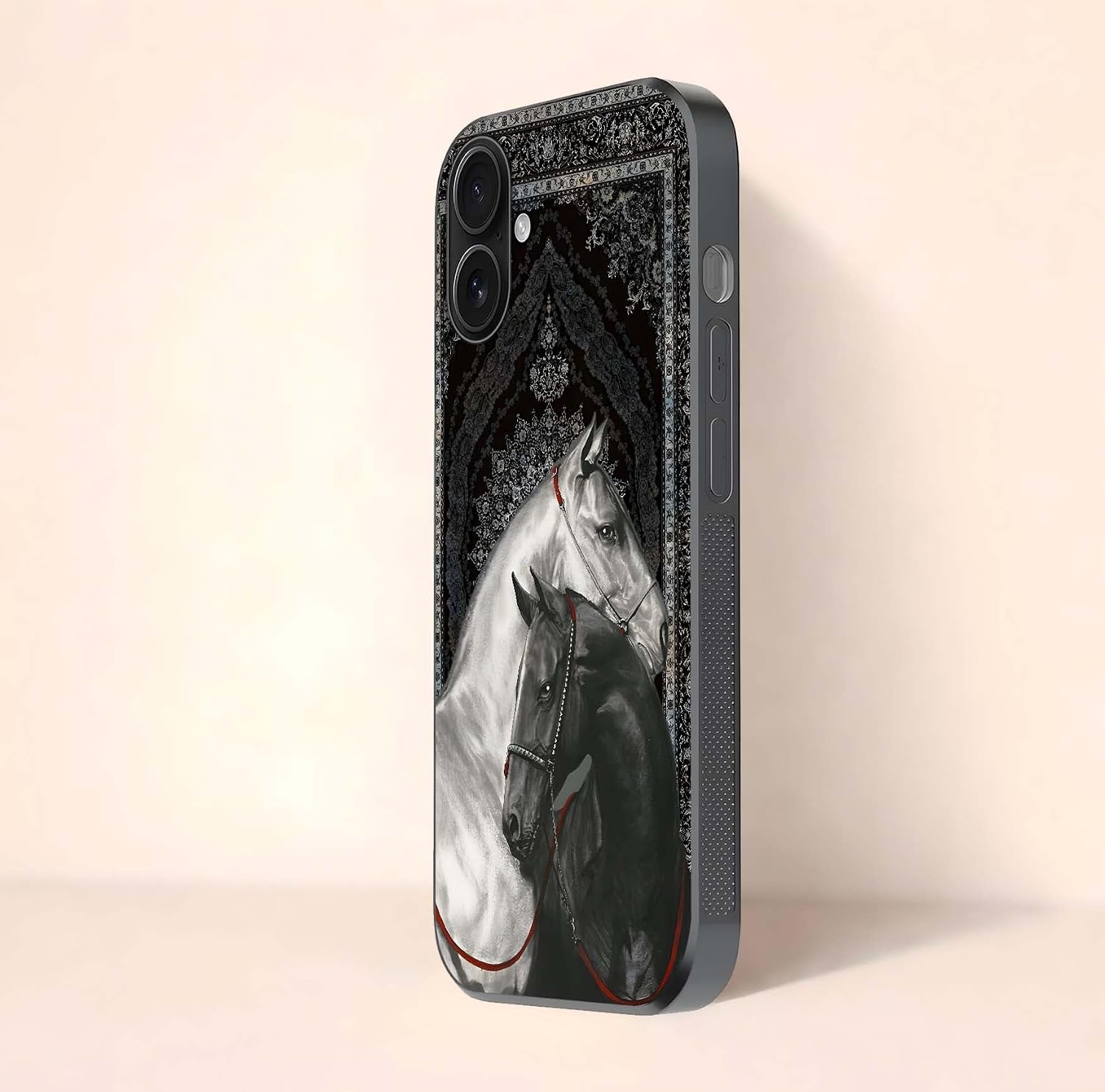 Back Covers for iPhone 16 Plus, Designer Tempered Glass Phone Case Royal Twin Horse Print Shockproof TPU Bumper Glossy Scratch Resistant Protective Cover for Women & Men,On Amazon India 3 Back Covers for iPhone 16 Plus, Designer Tempered Glass Phone Case Royal Twin Horse Print Shockproof TPU Bumper Glossy Scratch Resistant Protective Cover for Women & Men,On Amazon India
