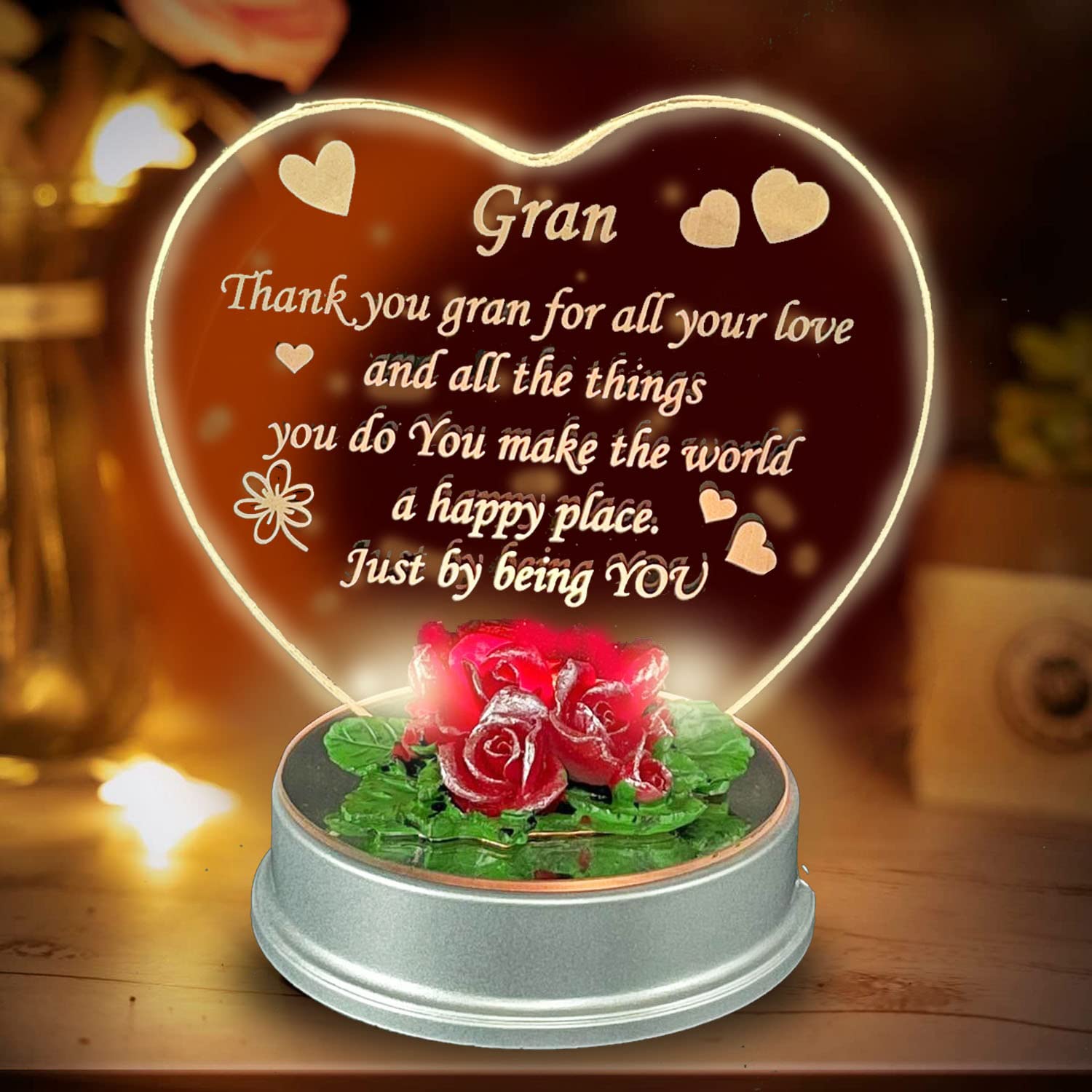 Safri White, Blue, Red, Green Lights Plaque Special Gran Granny Grandma Grandmother Gift Ornaments Christmas Xmas Mothers Day Birthday Anniversary Present