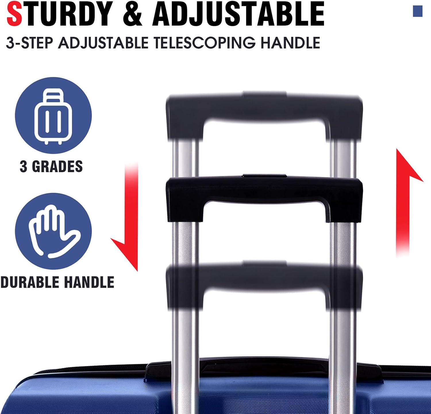 28-Inch Lightweight ABS Hardshell Checked Luggage, Expandable Suitcase with TSA Lock, Double Spinner Wheels & Corner Protectors,Dark Blue