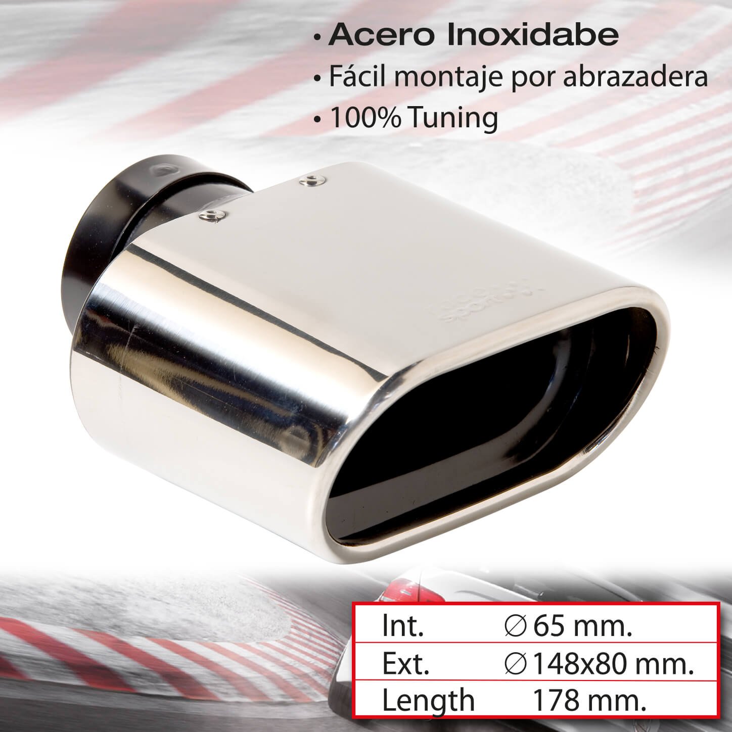 Sumex 4008075 Race Sport - Terminale Di Scarico Inox Dtm-2, Rettangolare