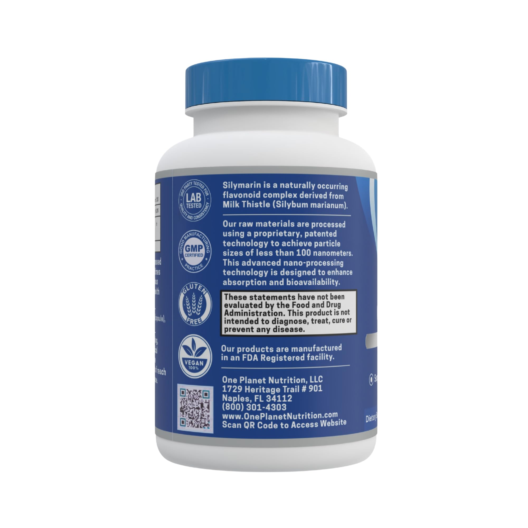 One Planet Nutrition Nano Particle Size Silymarin Capsules 250 mg (120 Count) - Nano Particle Size Milk Thistle Extract for Superior Absorption - Supports Detoxification - Non GMO, Vegan, Gluten Free — Amazon image 3