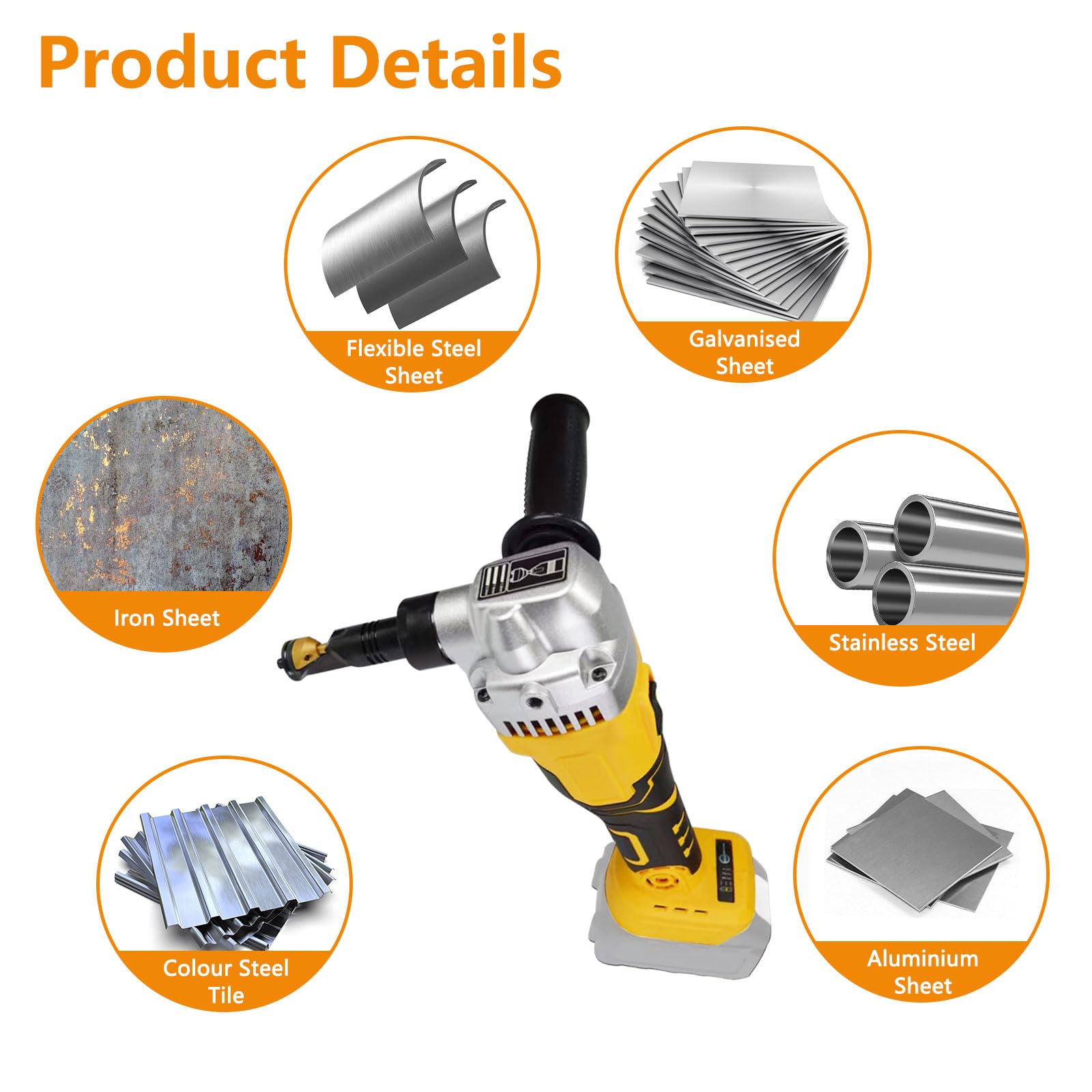 Grignoteuse sans fil Makita 18 V, cisaille électrique sans balais 1900 tr/min, tête rotative 360°, 3 vitesses, coupe acier inoxydable