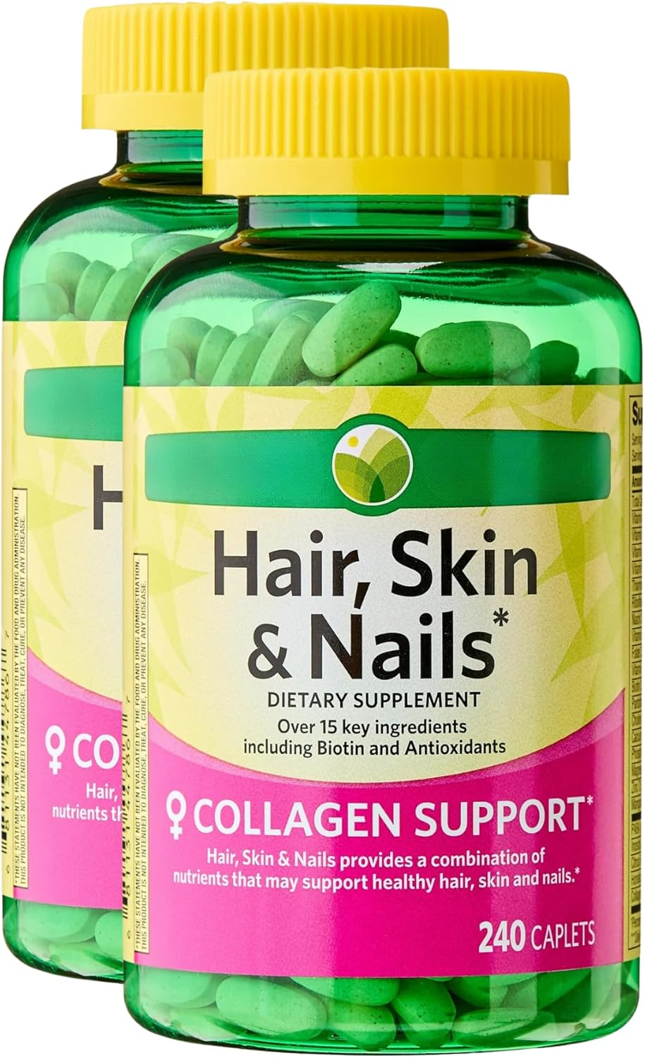 KP+ Hair, Skin & Nails | Collagen Support | Over 15 Key Ingredients Including Biotin & Antioxidants | Dietary Supplement | 240 Caplets | Pack of 2
