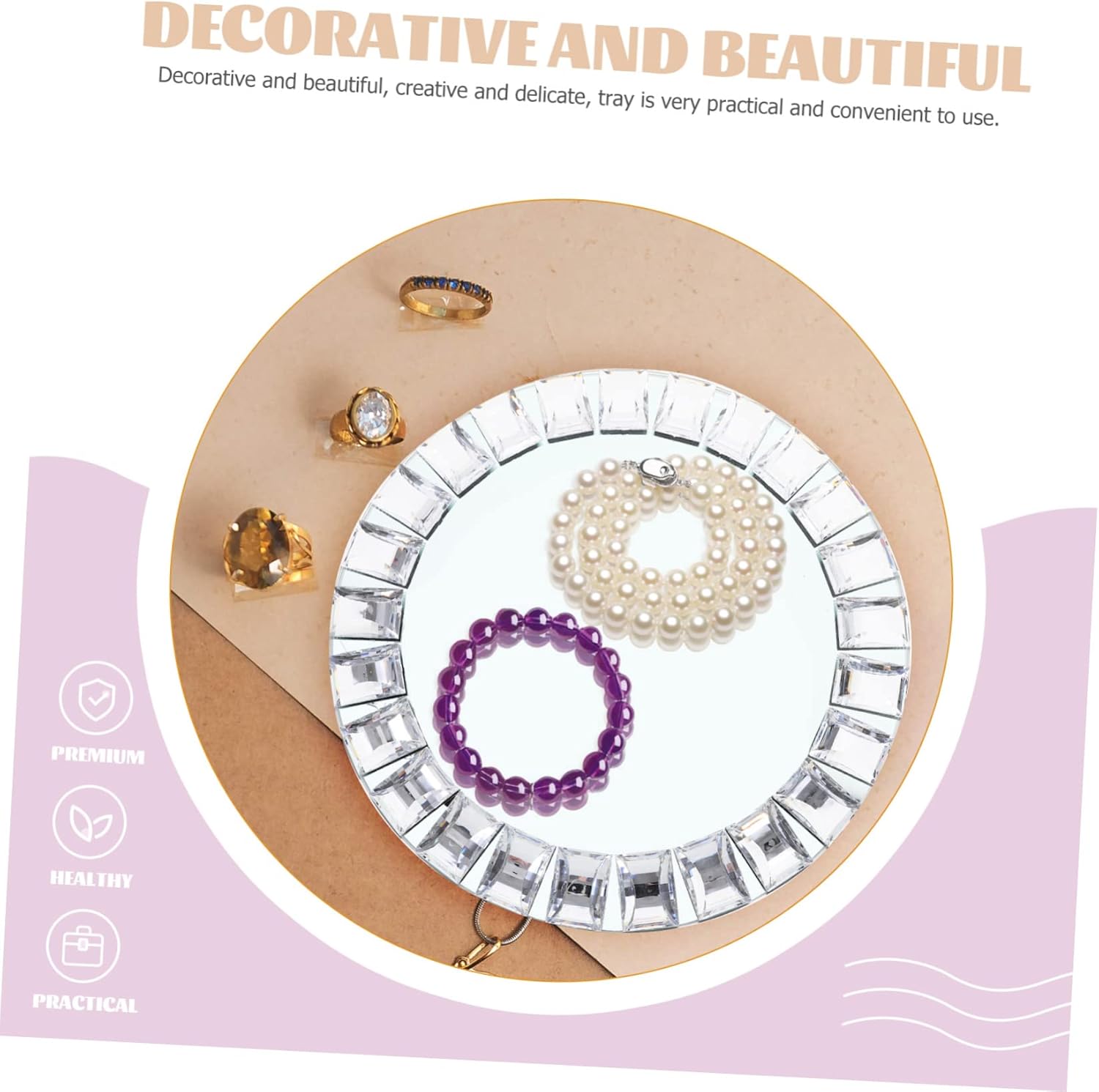 Cabilock Jewelry Tray Elegant Design Decorative Dish for Earrings and Trinkets for Home Living Room Bathroom Bedroom Decor