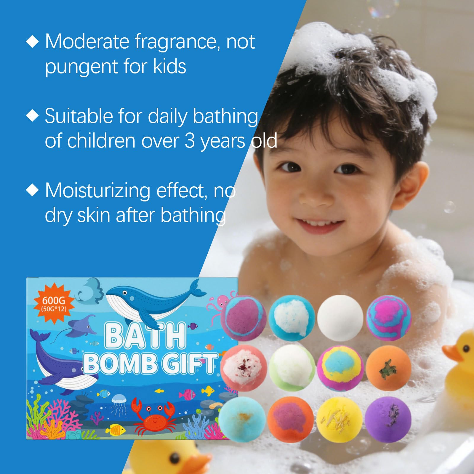 Confezione da 12 bombe da bagno colorate con giocattoli