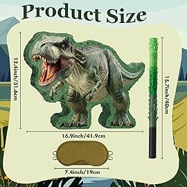 WERNNSAI Dinosaur Piata - Jungle Dinosaur Piata Bundle with Blindfold and Bat for Kids Boys Jungle Dinosaur World Birthday Party Decorations Family Games Dino Theme Party Supplies