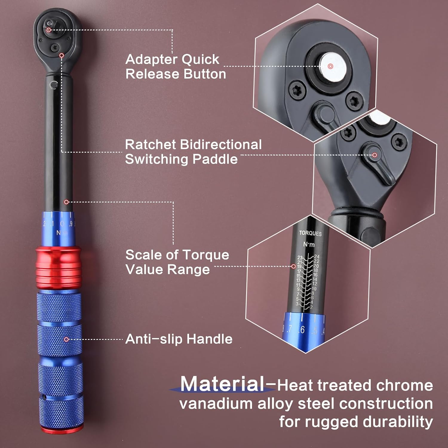 SPEEDWOX 15Pcs Pound Torque Wrench 1/4 Inch Drive Click Torque Wrench Set for Mountain Road Bikes Dual-Direction Adjustable Torque Wrenches 2 to 24 Nm with 1/4 Extension Bar and Adaptor Storage Box