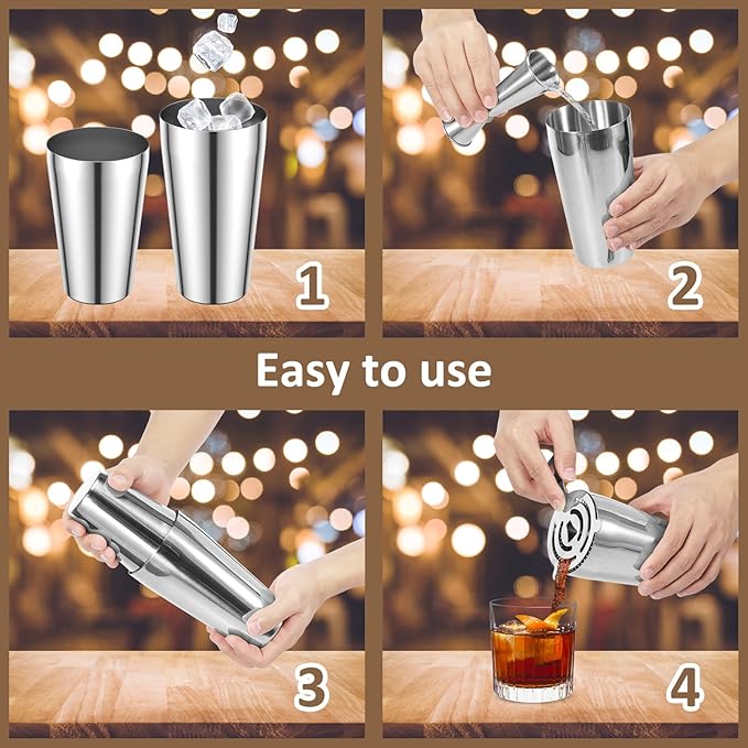 Kit de Coctelera de Acero Inoxidable 800ml 600ml con Jigger y Colador miniatura 5
