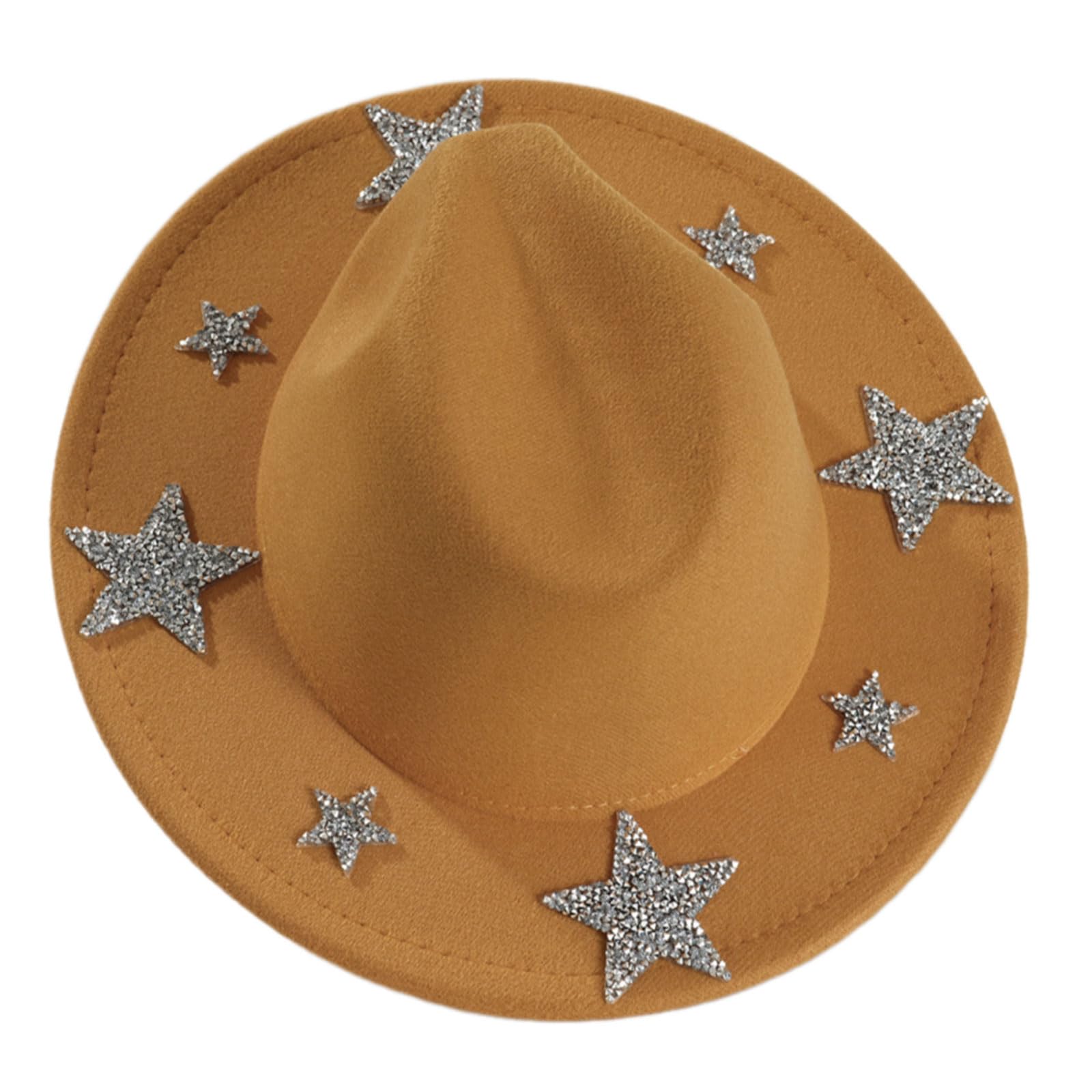MICFENY Sparkling Rhinestones Star Western Hat For Women Oversized Comfortable Hat Headpiece All Weather Stylish Headwear