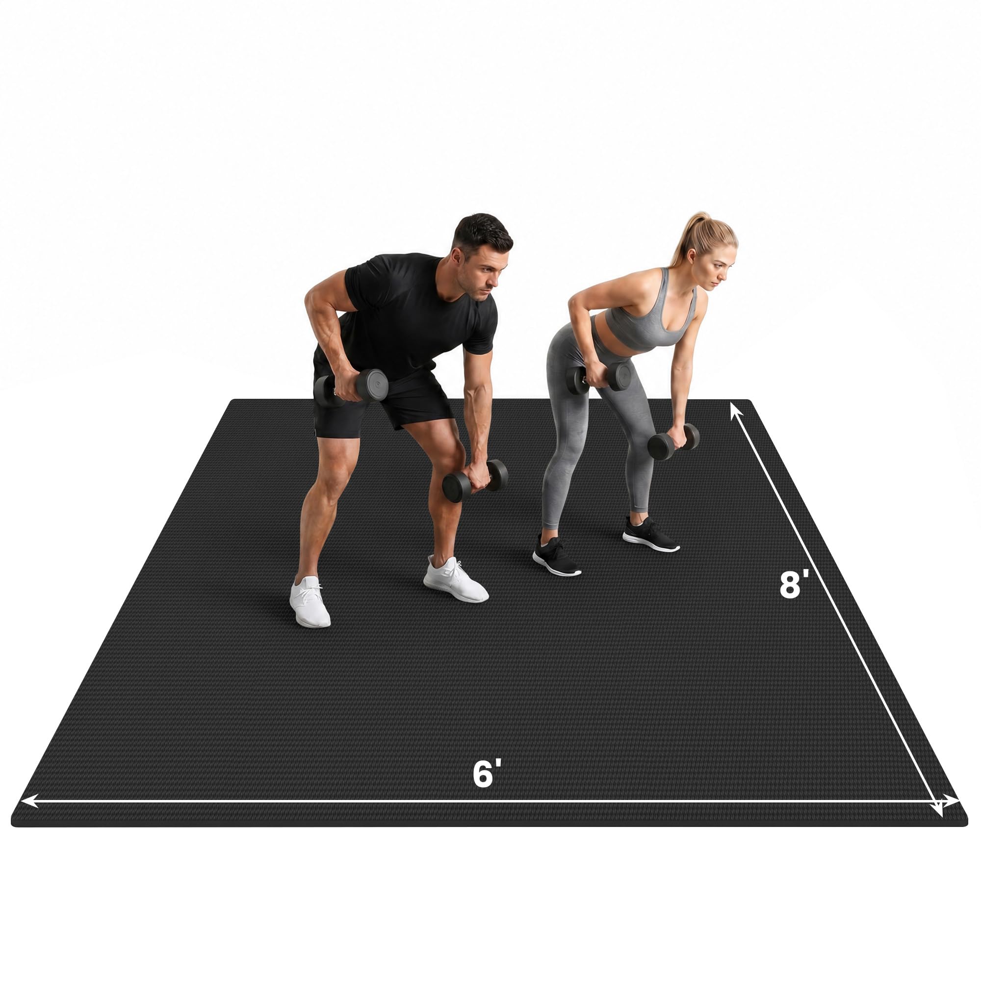 THAILE Large Exercise Mat, 7'x5'/6'x4'/8'x6'/10'x6', 8mm PVC Workout Mat