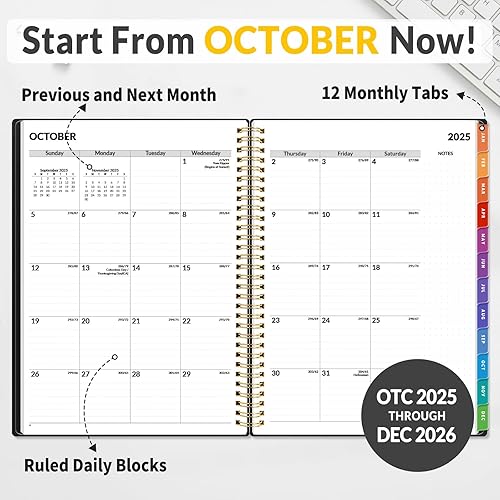 Vista 45 de SUNEE Libro de citas 2026, trimestral por hora, semanal y mensual, de enero de 2026 a diciembre de 2026, planificador semanal de 8.5 x 11 pulgadas