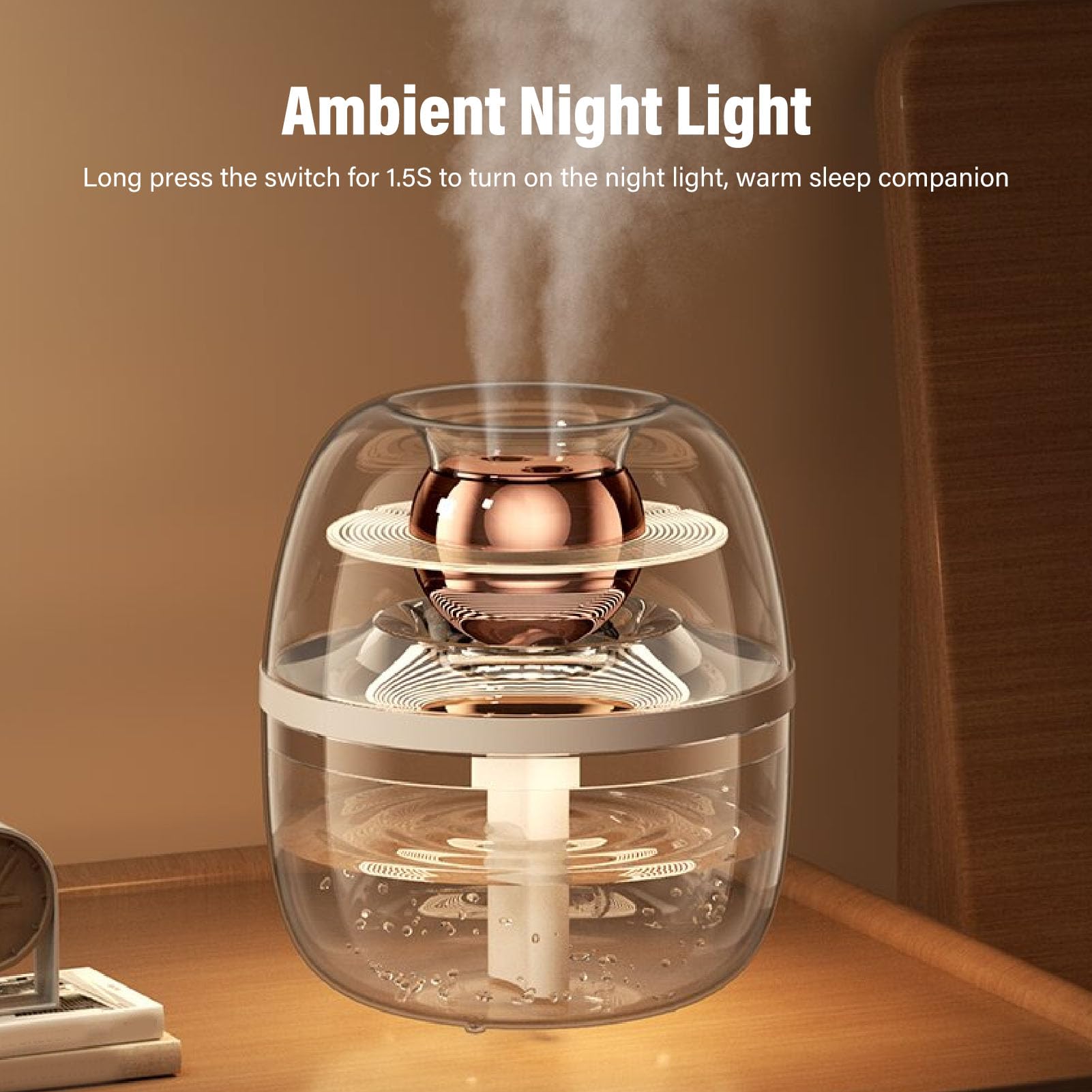 Generic Umidificatore Trasparente con Luce Notturna Silenziosa a Doppio Spray di Grande capacità da 3 Litri per Uso Domestico (WHITE)