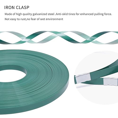 Miniatura 3 de Rollo de flejado de poliéster verde resistente (PET) de 58 pulgadas x 0.035 pulgadas x 300 pies, 50 sellos de flejado, 100 protectores de esquina