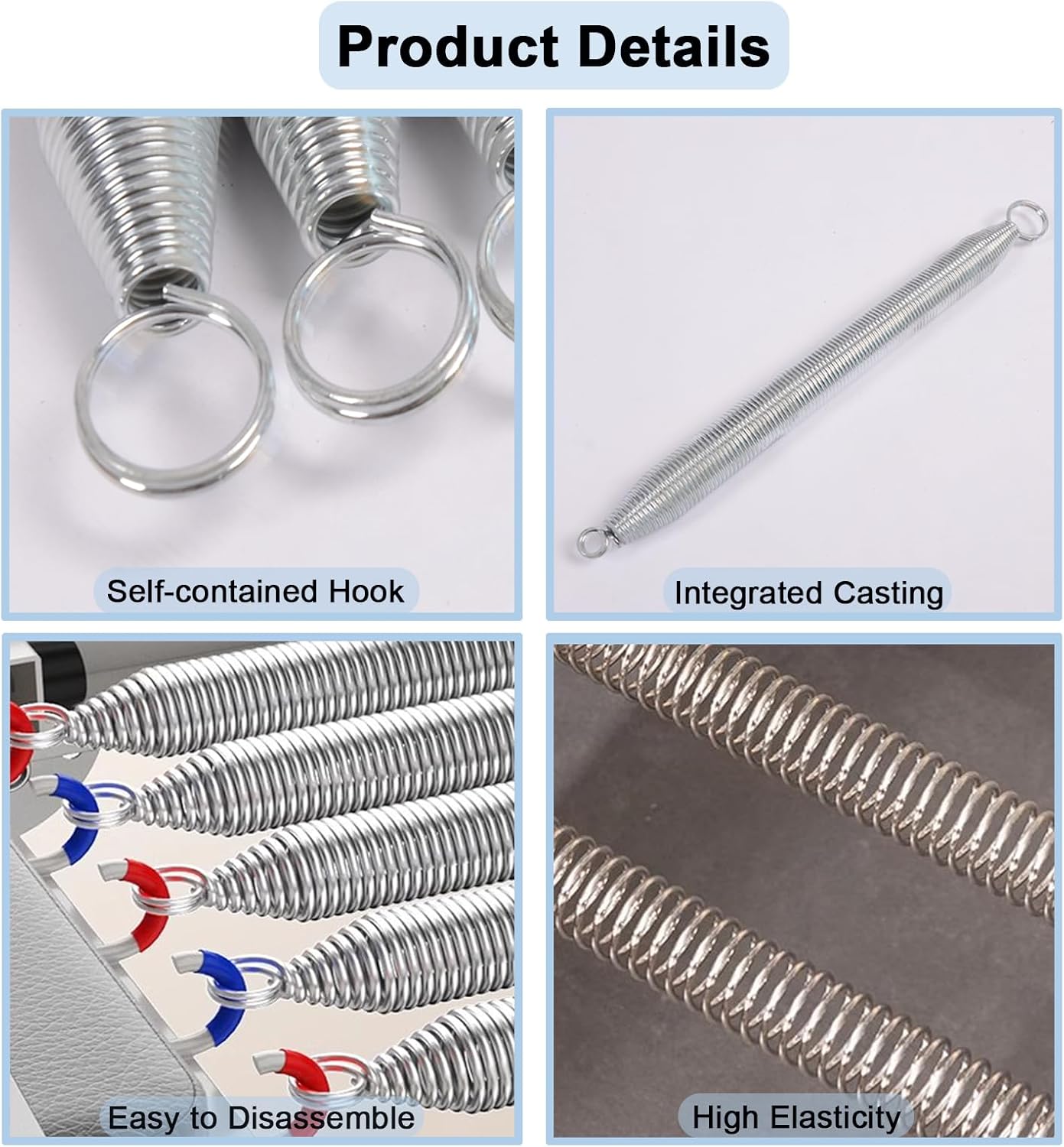 Pilates Reformer Springs Accessories, Additional Springs for Pilates Equipment, Alloy Resistance Springs for Various Yoga & Fitness Equipment (5 Springs, 2 Tensions)