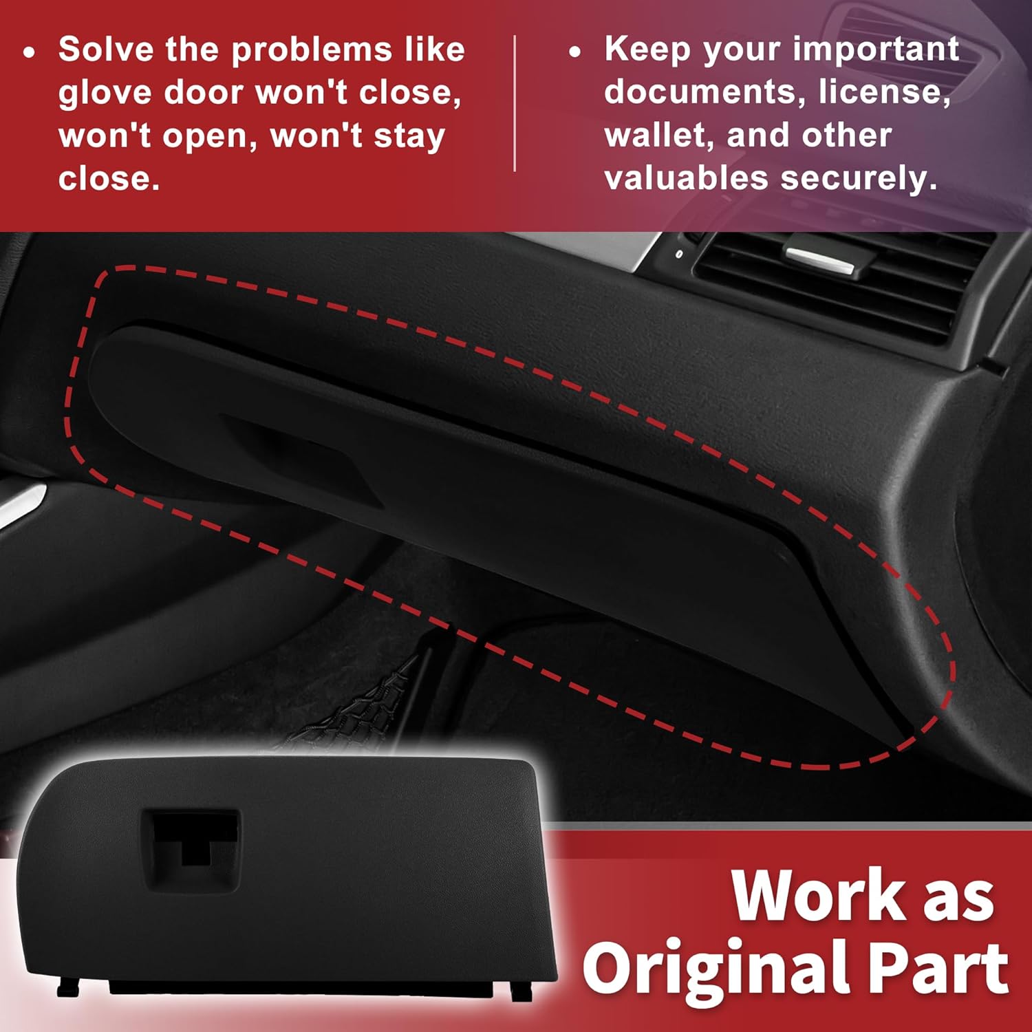 ACROPIX Dash Glove Box Door Lid Cover Glove Compartment Lid Fit for BMW X3 F25 2011-2017 for BMW X4 F26 2015-2018 No.51166839000/51-16-6-839-000 Black - Pack of 1