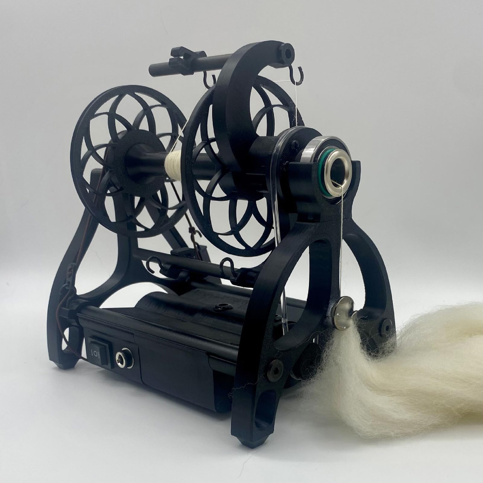 LTzygmion Yarn Spinner Machine, Electric Spinning Wheel, with Foot Switch and 3 Spools, 120g Capacity, Forward/Reverse, Adjustable Speed, for Wool Spinning, Weaving and Roving