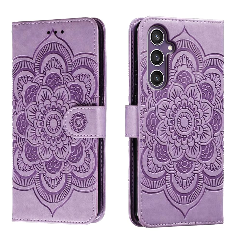 shingtomua for Samsung Galaxy S23 FE Case Wallet with Card Holder Kickstand Magnetic Soft Leather Flip Fold Case for Samsung S23 FE Cover (Purple)