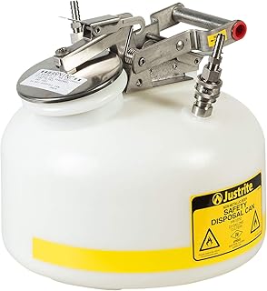 Justrite TF12752 Centura Disposal Polyethylene Prefabricated Quick-Disconnect Safety Can with Stainless Steel Fitting, 2 Gallon Capacity