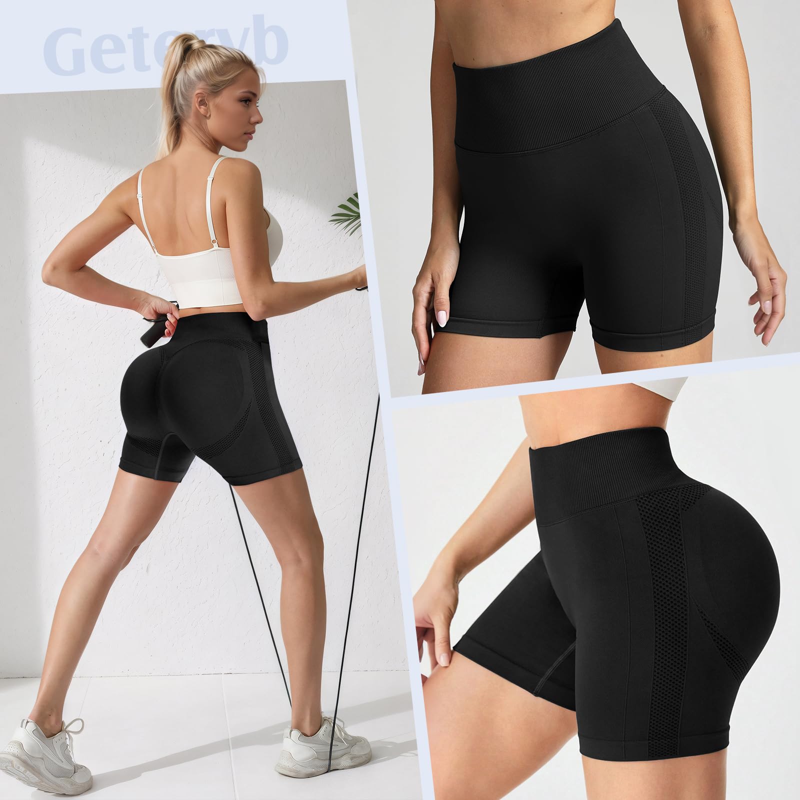 Mallas Cortas Mujer Push Up Pantalones Cortos Mujer Deporte Cintura Alta Short Deportivo Elásticas para Gym Yoga Correr Fitness Running Jogging