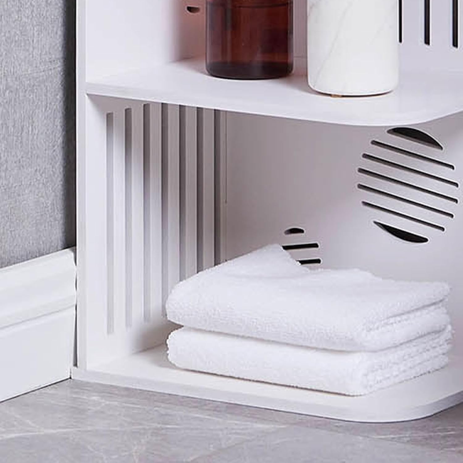 Kings Brand Furniture - Olivia 4-Tier Corner Storage Shelf Organizer for Bathroom, Living Room, Kitchen, White