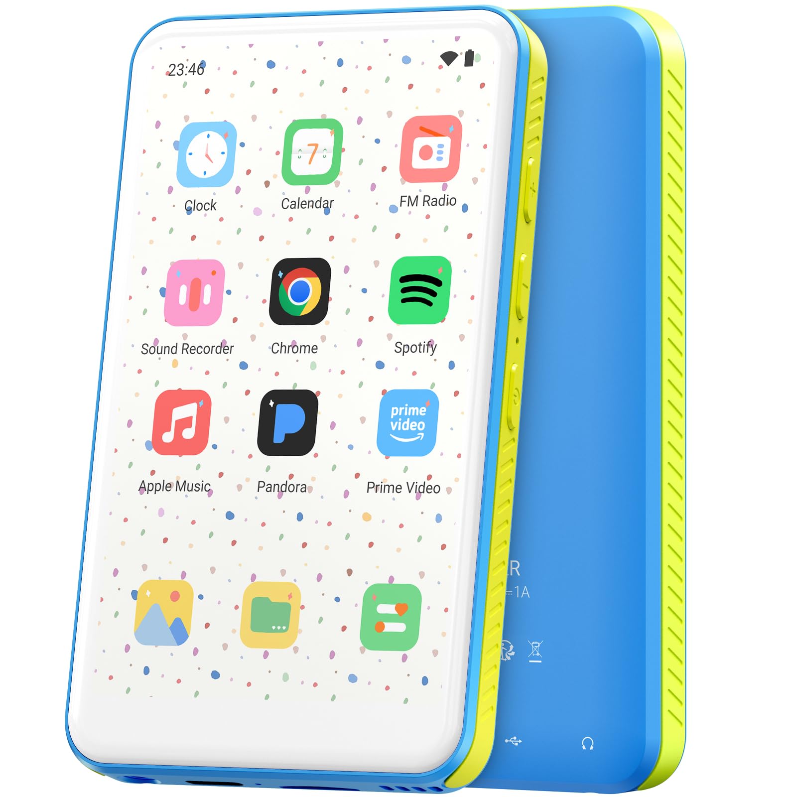 Lecteur MP3 128Go Bluetooth WiFi pour Enfant, Lecteur MP4 Android 13 écran Tactile 4 Pouces Batterie 2000mAh, Compatible Spotify, Pandora, Deezer, Audible, Play Store