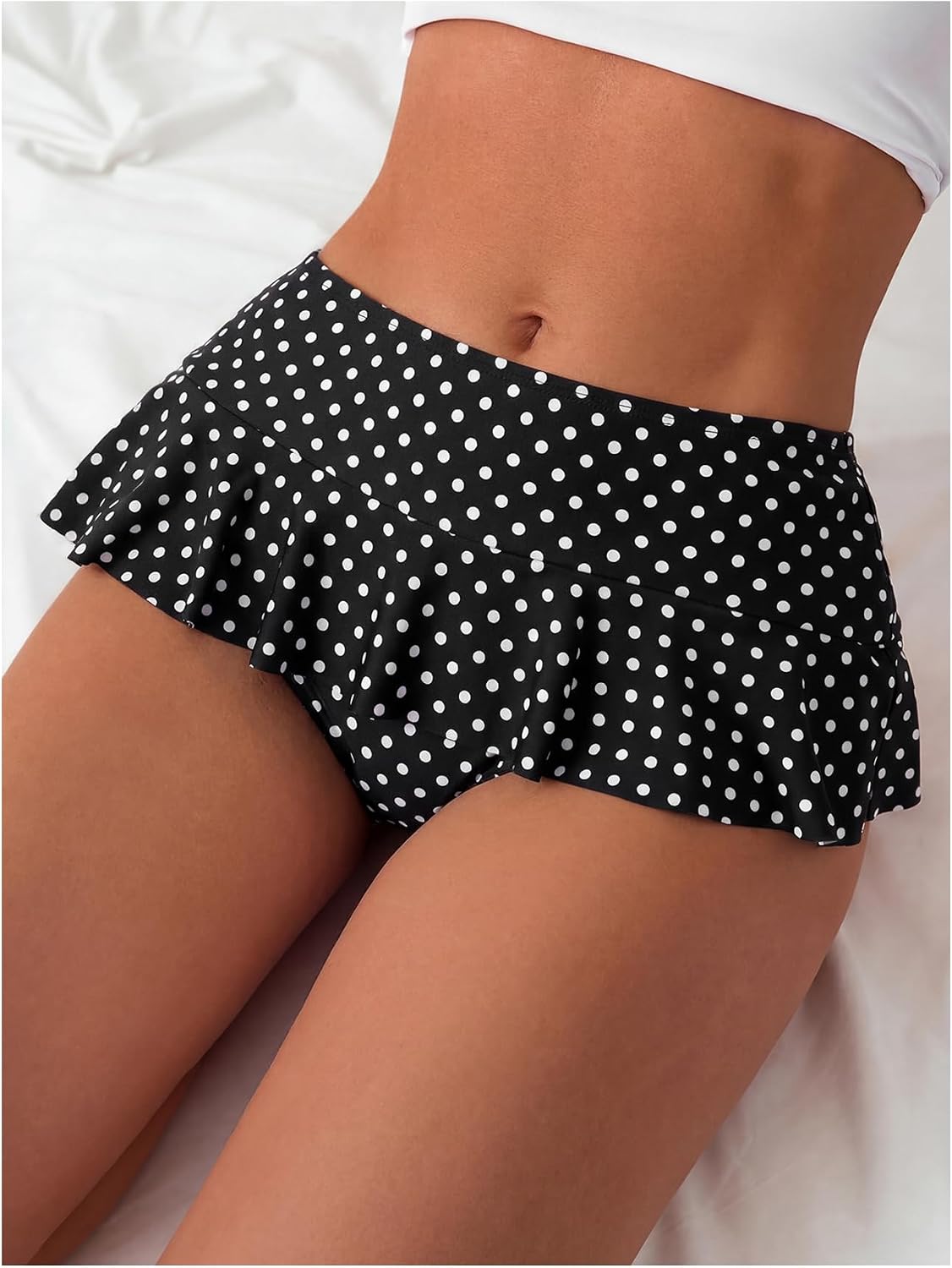 Verdusa Women's Ruffled Bikini Bottoms High Waist Beachwear Swim Briefs
