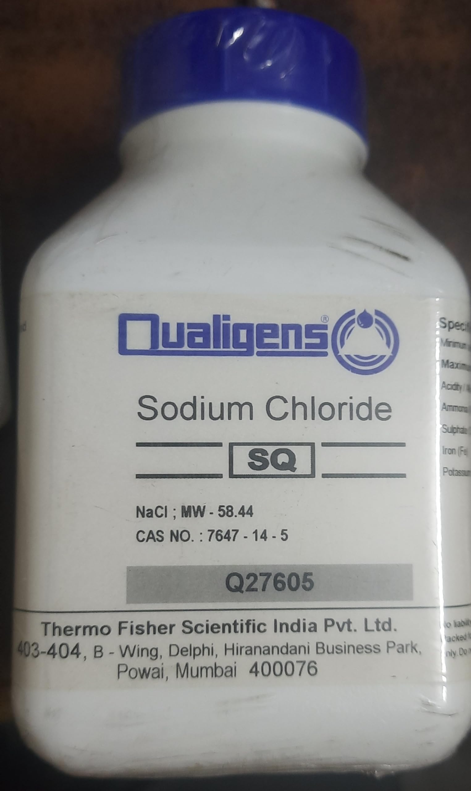 Sodium Chloride powder 500 GM. QUALIGENS SQ GRADE 99.5%-image-30