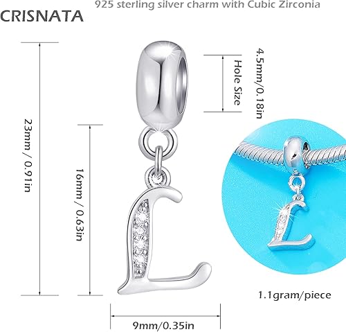 Miniatura 2 de 26 Colgantes con Letras, Pendientes de Plata de Ley 925 Pulida con Iniciales de la A a la Z con Piedra de Circonia Cúbica, para Pulseras y Collares