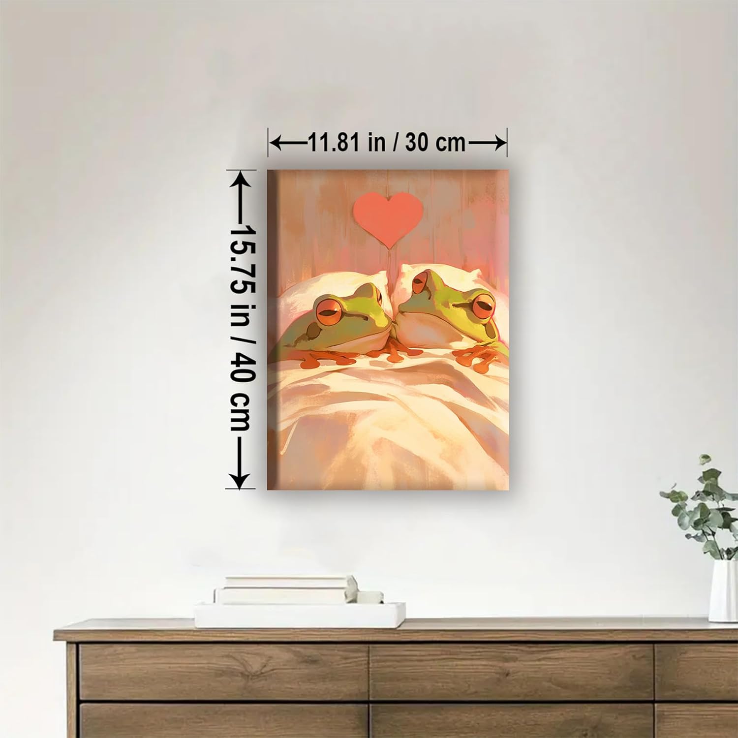 Aeontinity Frog Couple Valentine Framed Canvas DIY Paint by Numbers Kit Bar Cafe Cave Home Room Wall Bathroom Porch Patio Decor Gift, 16 x 12 Inch