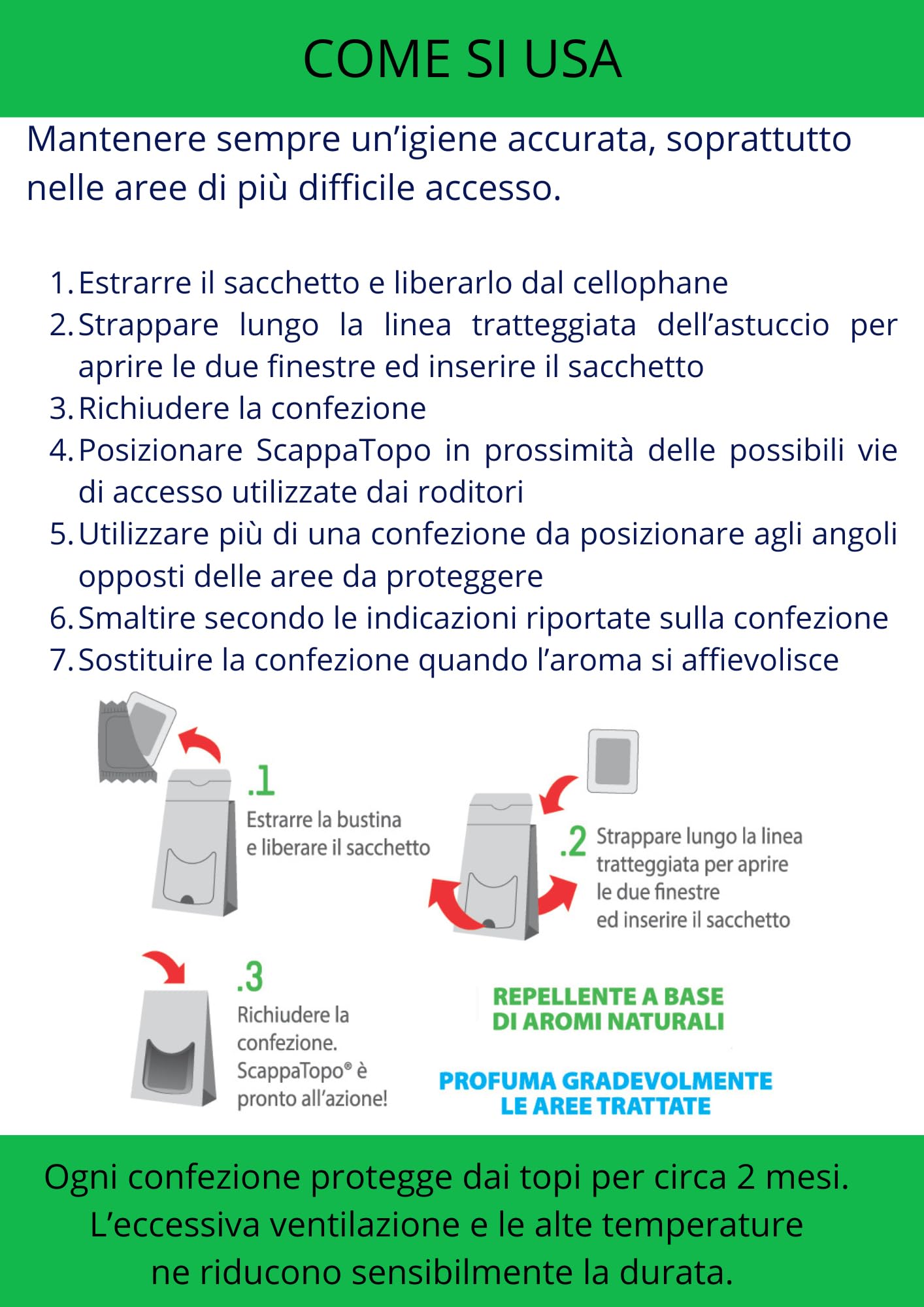 SCAPPATOPO IL BIO-REPELLENTE – Repellente Topi Naturale Forte – Dissuasore per Topi Ecologico – Alternativa a Trappola per Topi e Ultrasuoni per Topi – Confezione da 6 Pezzi da 50g