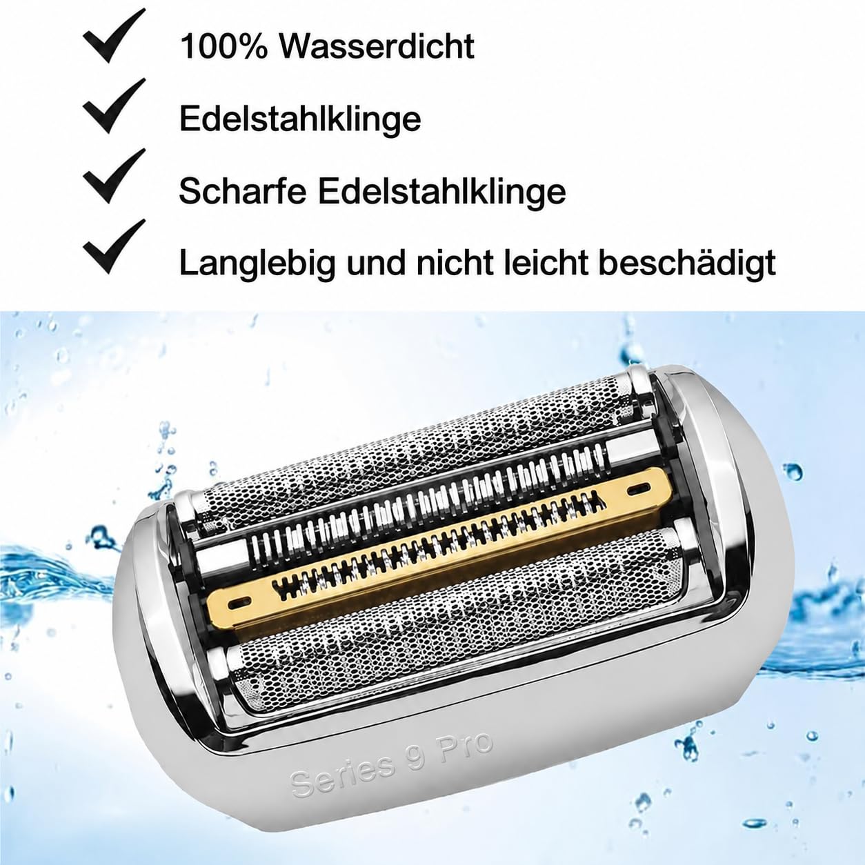 94M Scherkopf für Braun Series 9, Ersatzscherkopf Kompatibel mit Braun Serie 9 Pro S9 Elektrorasierer, Scherblatt Passend für 9465cc, 9417s, 9390cc, 9290cc, 9095cc（Silber）