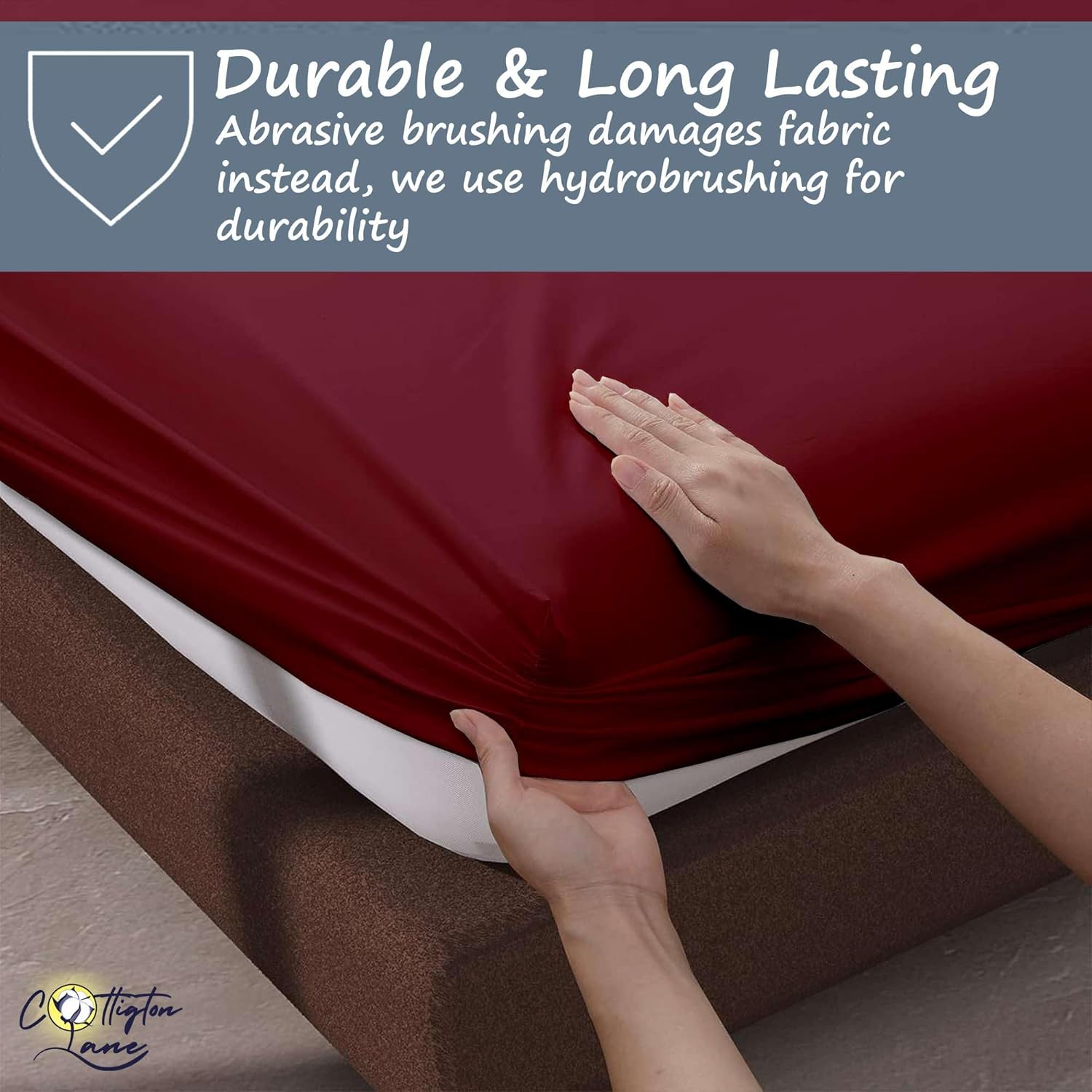 Cottington Lane King Size 3-Piece Set 1 Fitted Sheet,2 Pillowcases, Premium 1800 Microfiber King Bed Sheet and Pillowcase Set, Soft & Breathable, Fits Mattress Upto 15" Deep, Burgundy