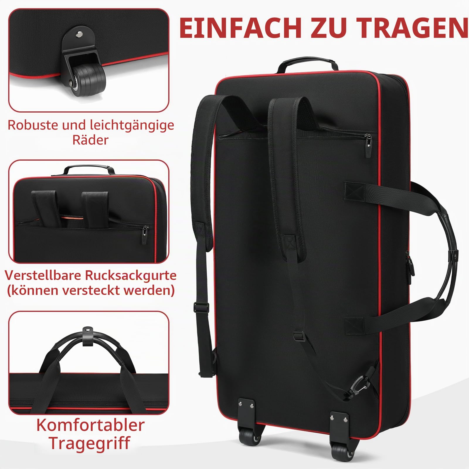 BOSSTIN DJ-Controller-Tasche mit Rädern, kompatibel mit DDJ FLX10 /1000 /FLX6 /REV7 /REV5, Rolling DJ Koffer für Ausrüstung, gepolsterter großer DJ-Rucksack mit Multi-Tasche für Laptop-Zubehör