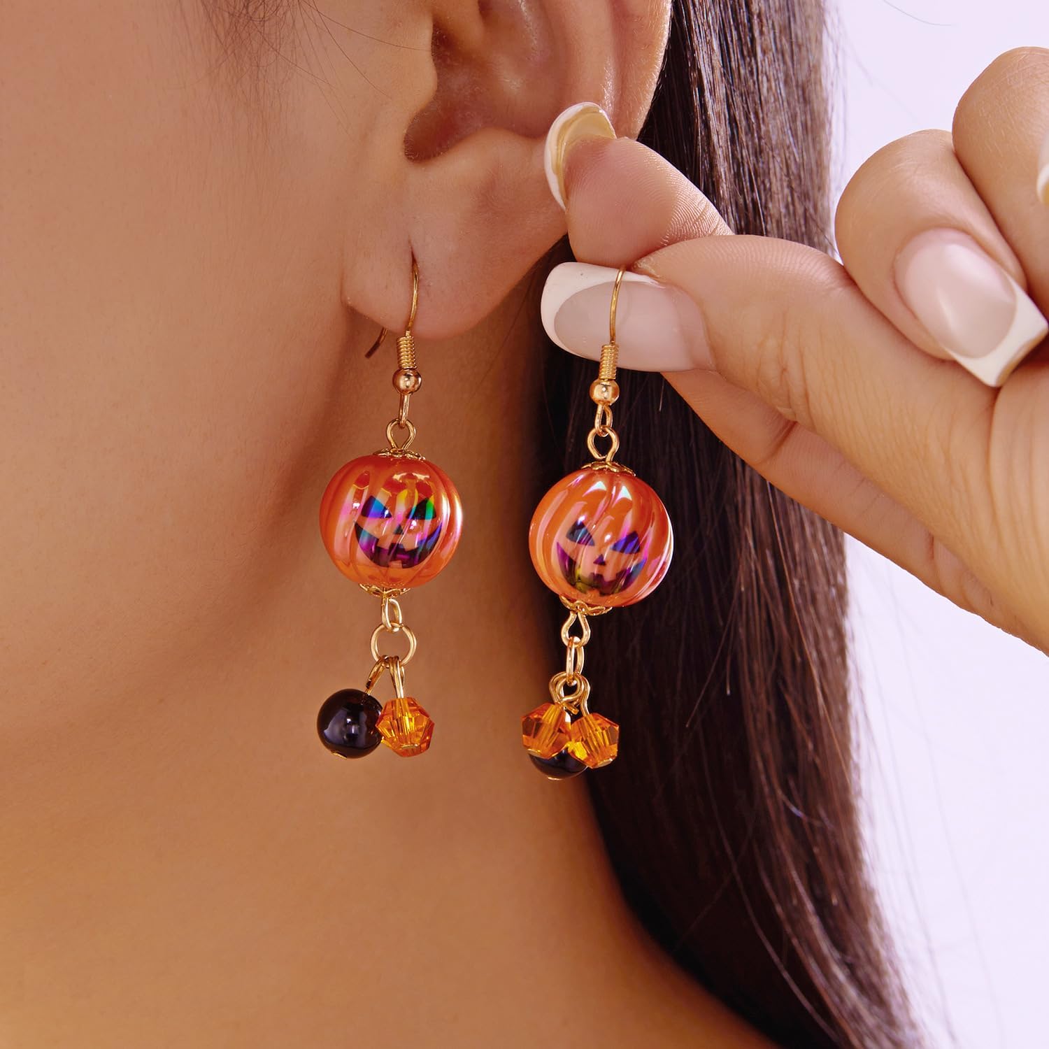Halloween Pumpkins Earrings For Women Drop Dangle Crystal Gothic Eardrop Long Tassels Smiling Face Pumpkin Earring Party Holiday Fashion Accessories Jewelry Gifts - Image 2