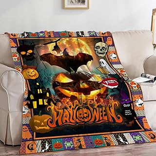 Halloween Throw Blanket,Halloween Decorations for Home Pumpkin Gifts Blankets and Throws,Soft Flannel Lightweight Throws Blanket Decor for Room Ded Sofa (Halloween,50 * 60inch)